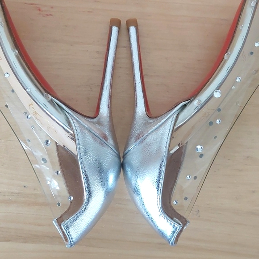 CHRISTIAN LOUBOUTIN Degrastrass 100 pump in transparent PVC decorated with cryst - Picture 14 of 16